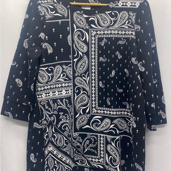 Chico's Women’s NWT Zenergy Bandana Tunic SZ 1 (8/10) Black/White 3/4 SL - Picture 14 of 14